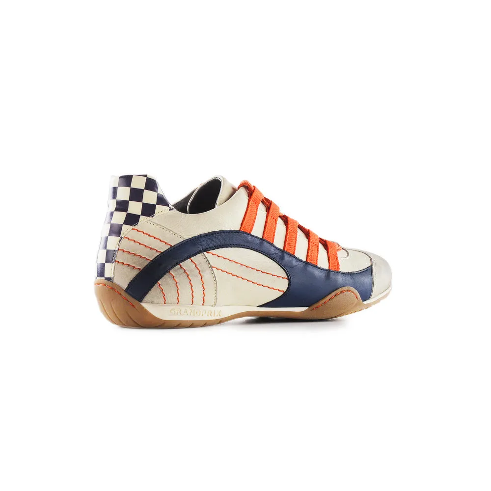 Women's Racing Sneaker in Racing Oil (Creamy White with Navy and Orange)