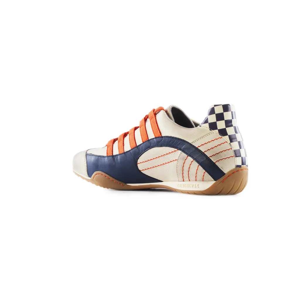 Women's Racing Sneaker in Racing Oil (Creamy White with Navy and Orange)