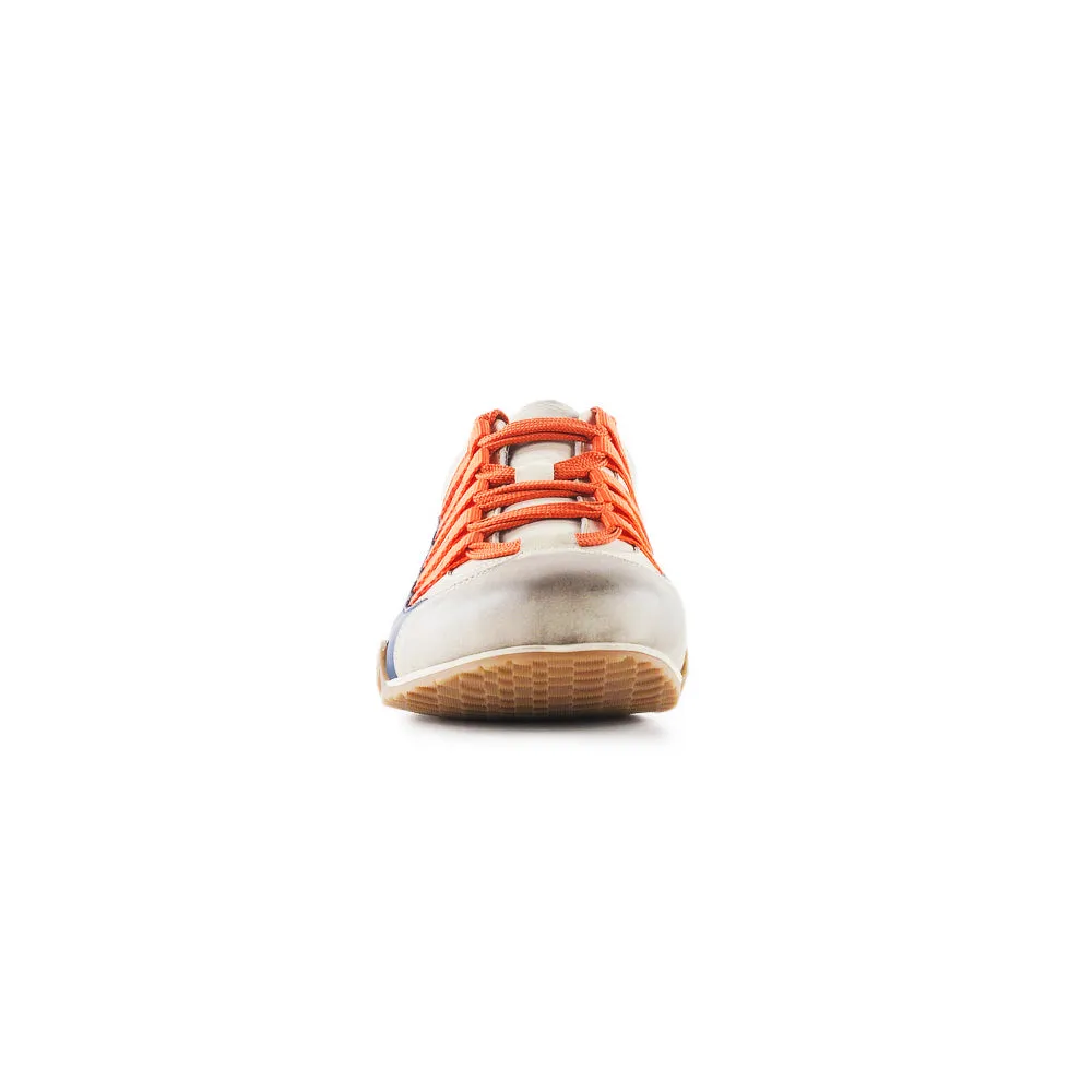 Women's Racing Sneaker in Racing Oil (Creamy White with Navy and Orange)