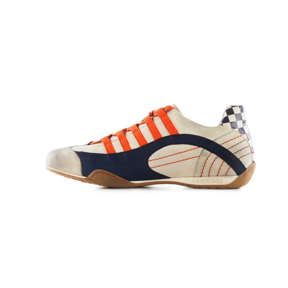 Women's Racing Sneaker in Racing Oil (Creamy White with Navy and Orange)