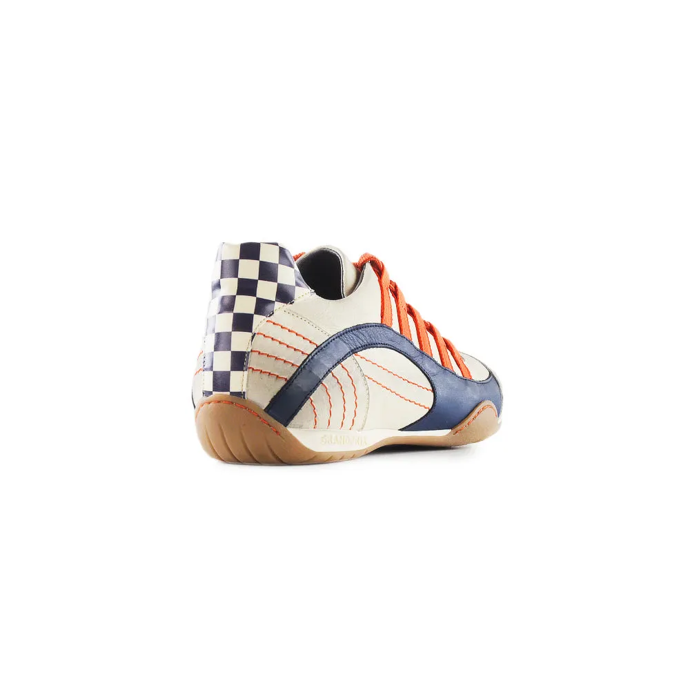 Women's Racing Sneaker in Racing Oil (Creamy White with Navy and Orange)