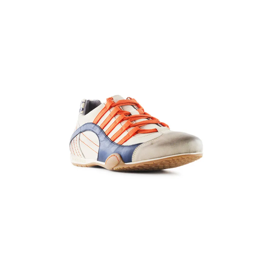 Women's Racing Sneaker in Racing Oil (Creamy White with Navy and Orange)