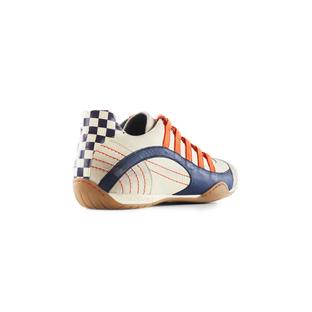 Women's Racing Sneaker in Racing Oil (Creamy White with Navy and Orange)