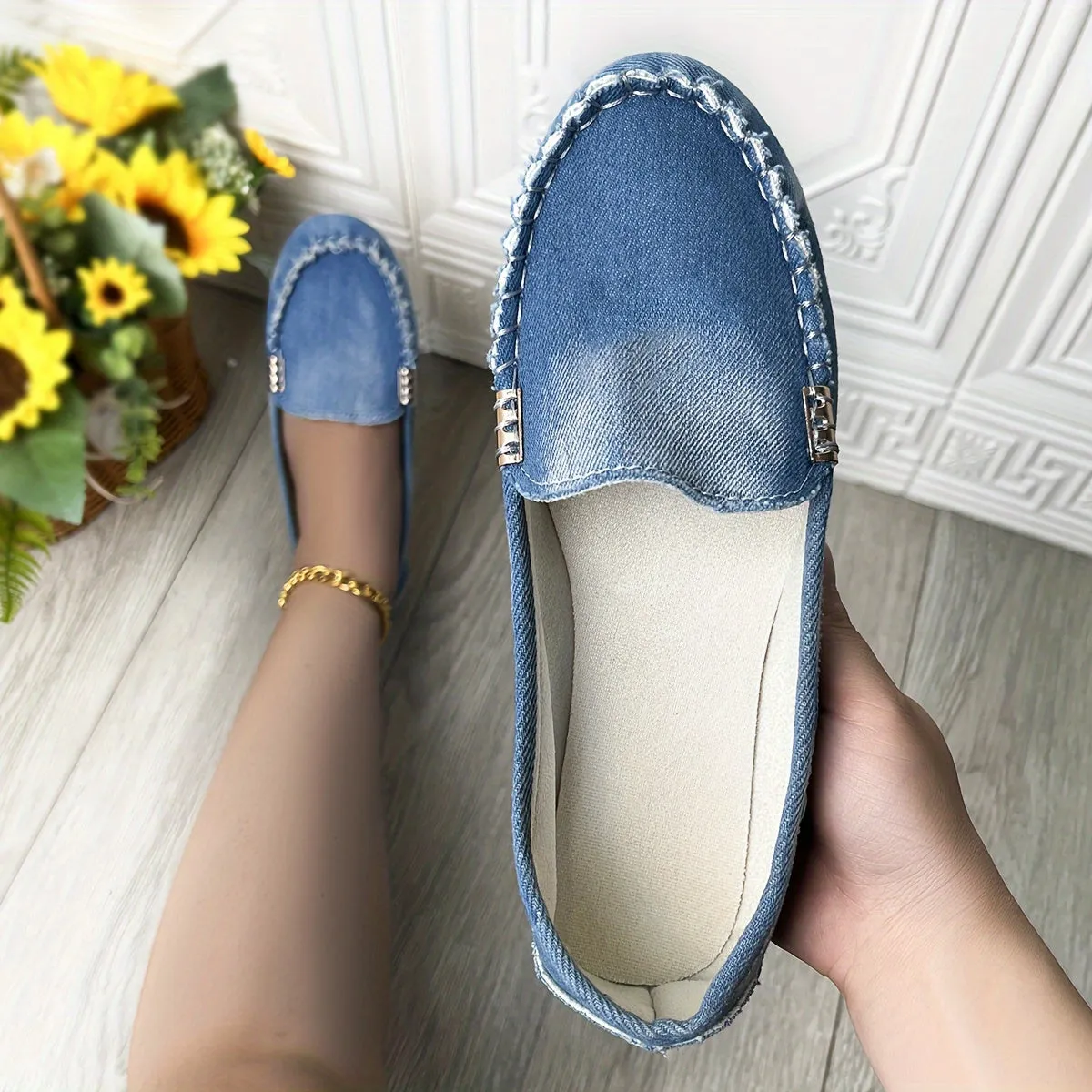 Womens Sky Cloud Dream Flat Shoes - Lightweight, Breathable & Comfortable Slip-Ons - Fashionable Casual Walking Sneakers for Everyday Style