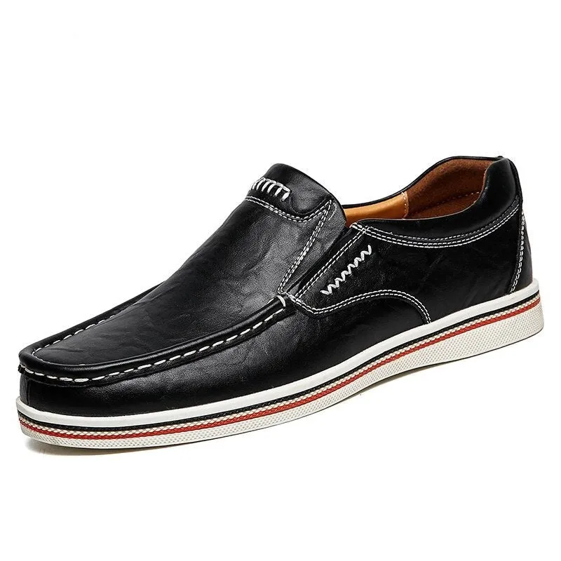 Yeknu Fashion Men Flats Slip On Genuine Leather Men Shoes Brand Designer Men Shoe Italian Loafers Casual Flats