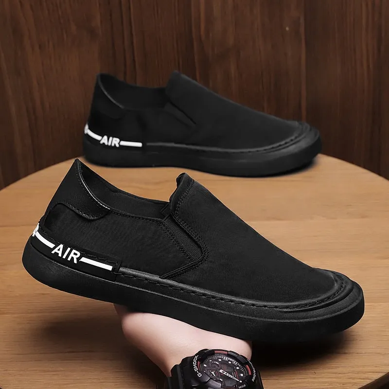 Yeknu Fashion Summer Men's Sneakers Shoes Casual Canvas Mocassin Shoes Slip on Wide Fit Shoes Black/Green/Grey/Brown AC08