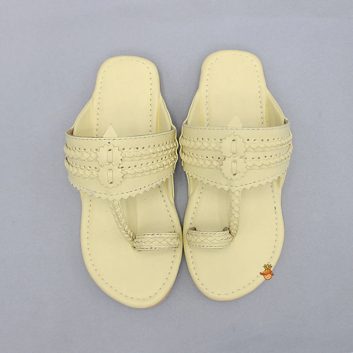 Yellow Braided Kolhapuri Flats